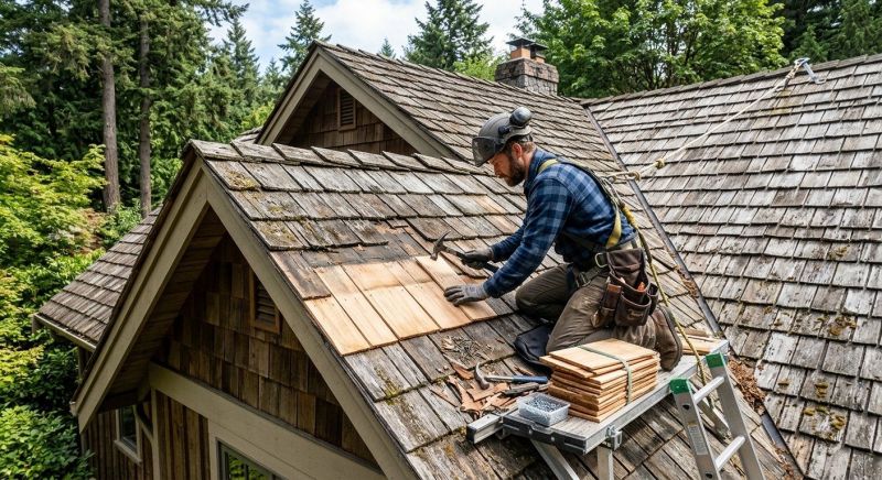 Cedar Shake Roof Repair in Monee, IL