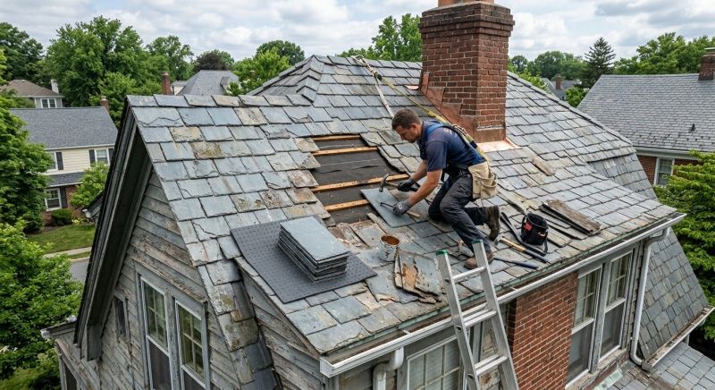 Slate Roof Leak Repair in Kankakee County, IL